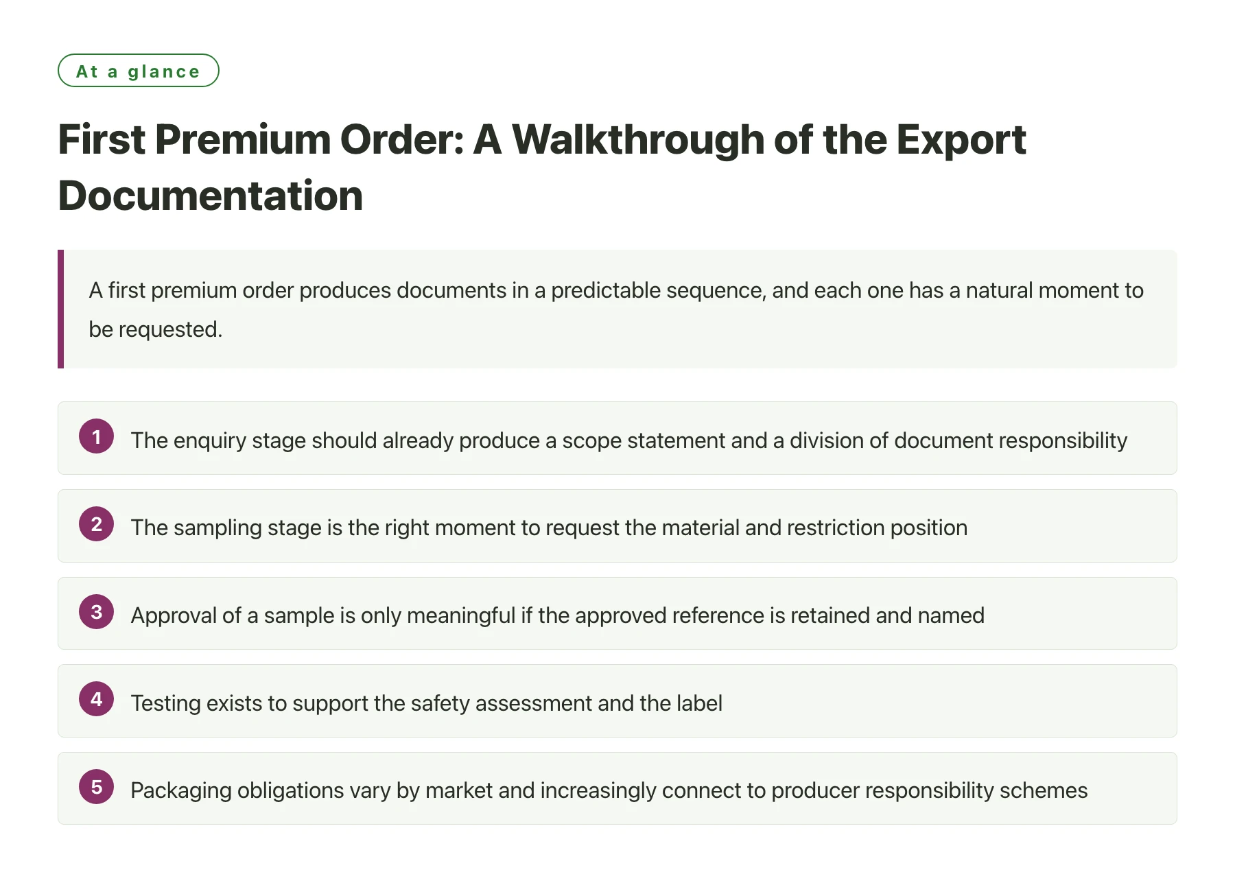 First Premium Order: A Walkthrough of the Export Documentation——全文要点速览
